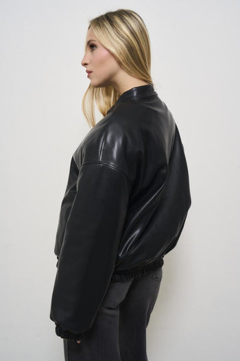 Bomber donna in ecopelle nero - 4