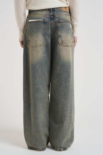 Jeans donna a palazzo in denim slavato - 4