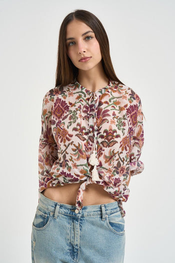 Camicia donna fantasia floreale multicolor - 3