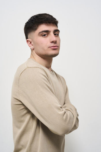 Maglia uomo girocollo beige vintage - 3