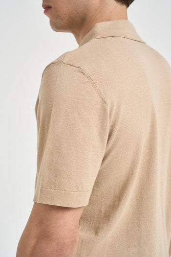 Polo uomo a manica corta beige - 4