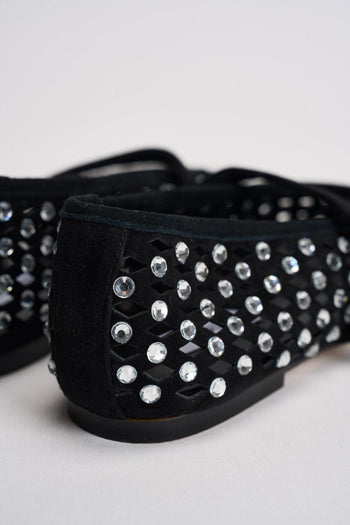 Ballerina donna nera traforata con borchie silver - 8