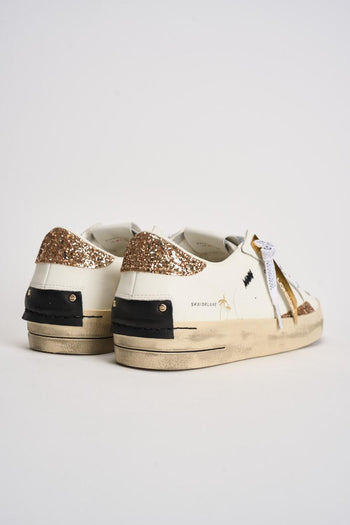 Sneakers donna SK8 bianche e glitter oro - 6