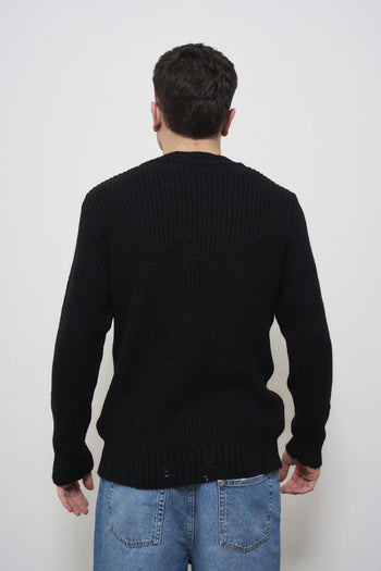 Men's black crew neck sweater - 4