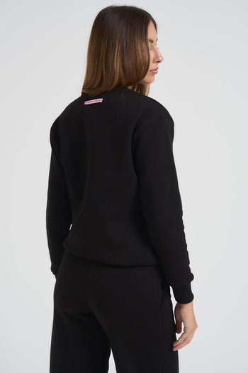 Felpa donna girocollo nera - 6