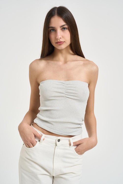 Top donna a fascia argento