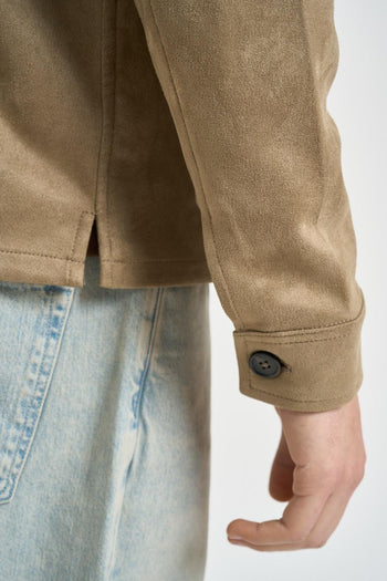 Overshirt uomo in suede beige - 8