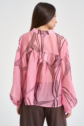 Camicia donna floreale rosa - 4