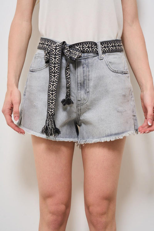 Shorts donna in denim grigio