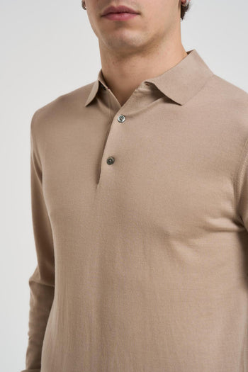 Polo uomo a maniche lunghe beige - 3