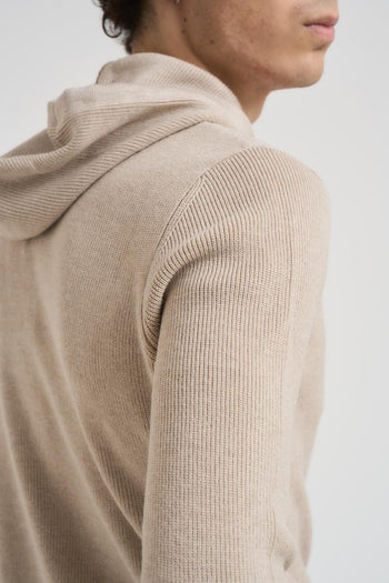 Felpa uomo in maglia con cappuccio beige - 4