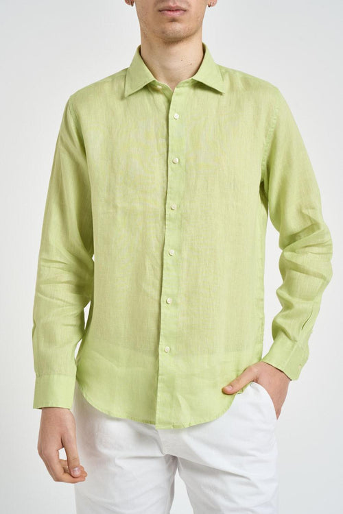 Camicia uomo verde lime in lino