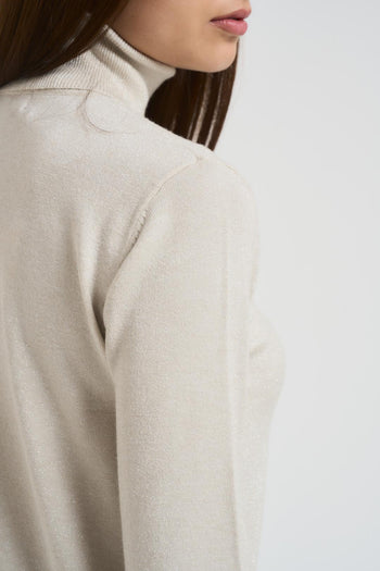 Maglia donna collo alto panna - 4