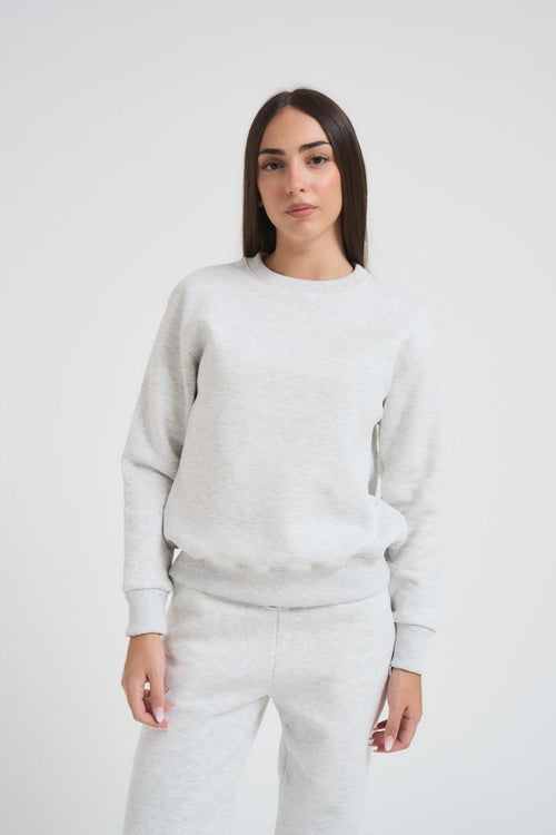 Felpa donna girocollo grigio chiaro - 2