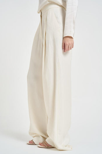 Pantalone donna a palazzo panna - 3