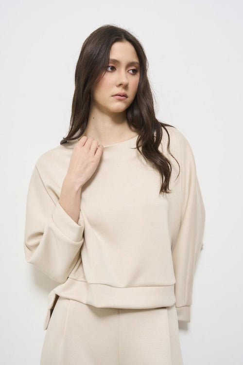 Women's cream asymmetric sweatshirt