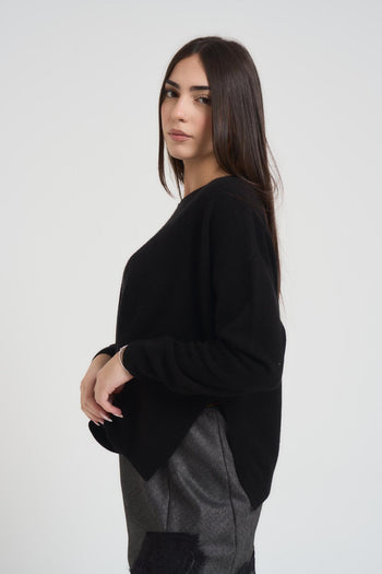 Maglia over donna scollo a barca nera - 3