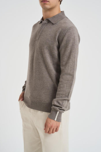 Polo uomo in maglia tortora - 3