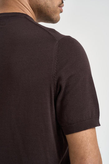 T-shirt uomo in maglia marrone - 5