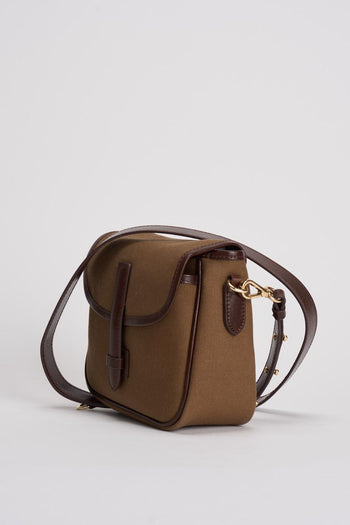 Borsa a tracolla in canvas marrone - 3