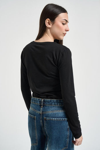 Maglia donna girocollo nera - 3