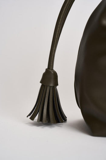 Borsa donna in ecopelle grande verde militare - 3