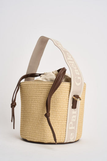 Secchiello donna in rafia beige e marrone - 3