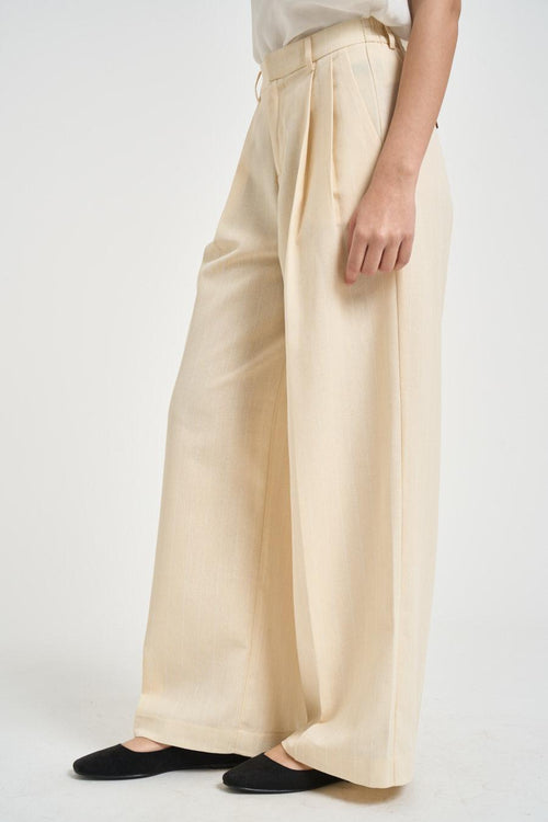 Pantalone donna con pinces panna - 2
