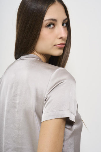 T-shirt donna satinata grigia - 3