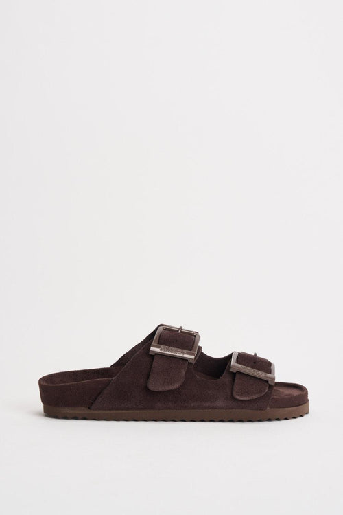 Sandalo donna in suede marrone