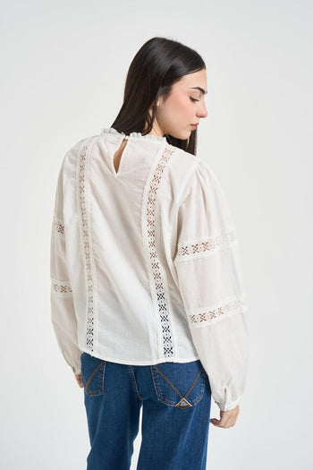 Blusa donna pizzo bianca - 3