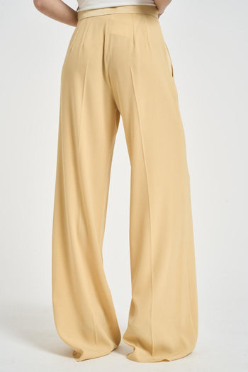 Pantalone donna gamba ampia giallo pastello - 3