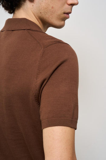Polo uomo in maglia marrone - 6