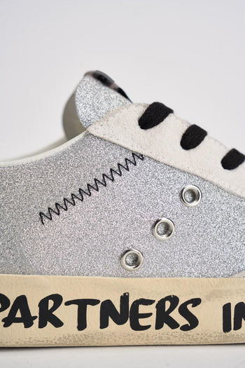 Sneakers donna glitterato argento - 6