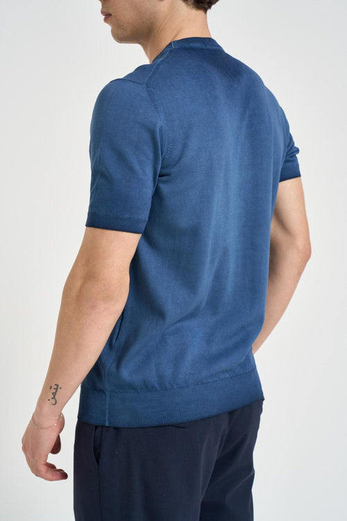 T-shirt uomo in maglia blu - 2
