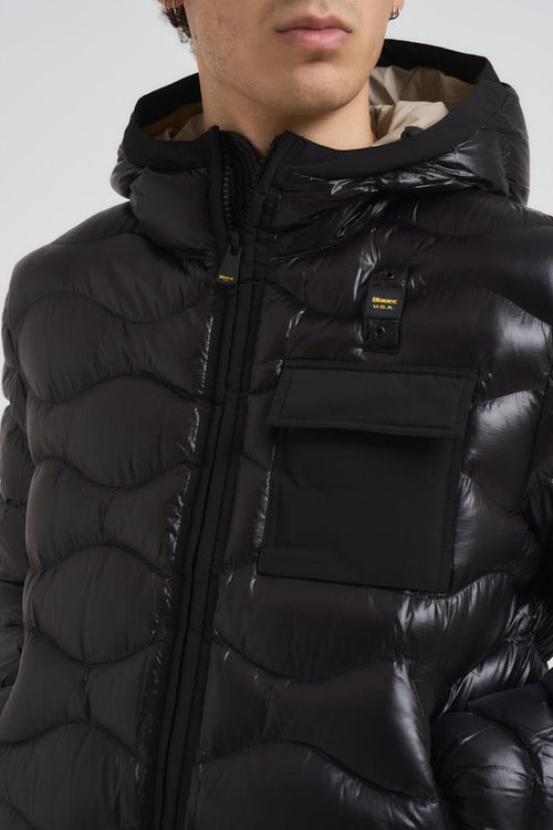 Piumino uomo trapuntato in nylon nero - 2