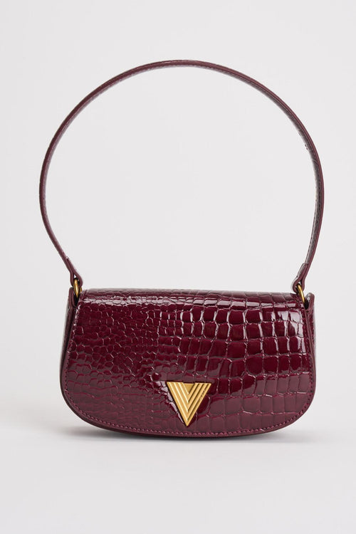 Borsa donna in ecopelle pitonata bordeaux