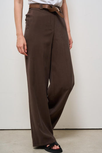 Pantalone donna a palazzo marrone - 5