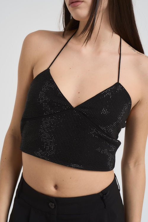 Top donna con strass nero - 2
