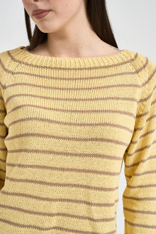 Maglia donna a righe gialla - 2
