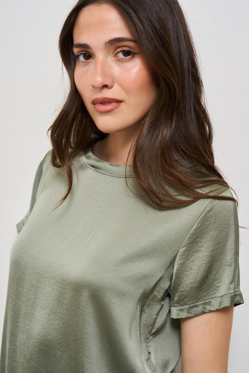 T-shirt donna satinata verde - 2