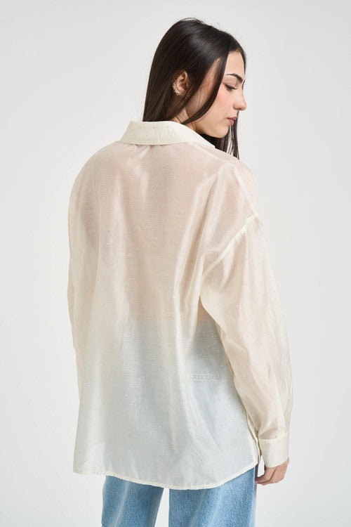 Camicia donna semi-trasparente avorio - 2
