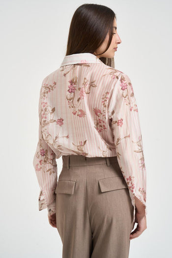 Camicia donna floreale rosa - 3