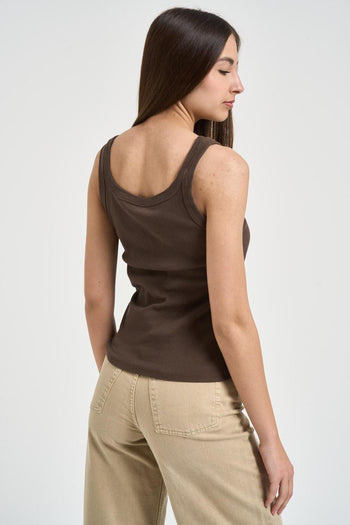 Top donna in cotone cioccolato - 3