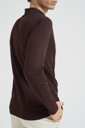 Maglia uomo con collo a polo marrone - 4