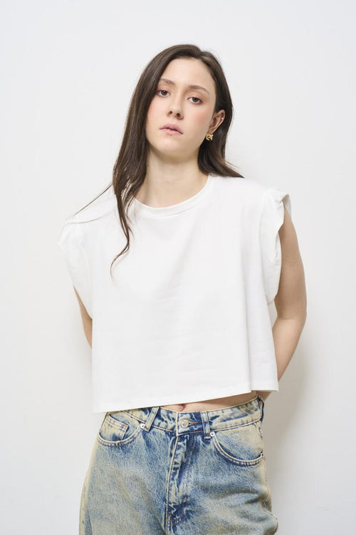 Top donna girocollo bianca