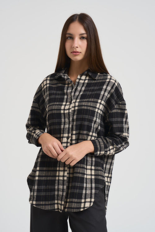 Camicia donna a quadri nera