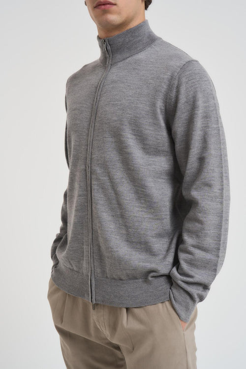 Maglia uomo con zip grigio - 2