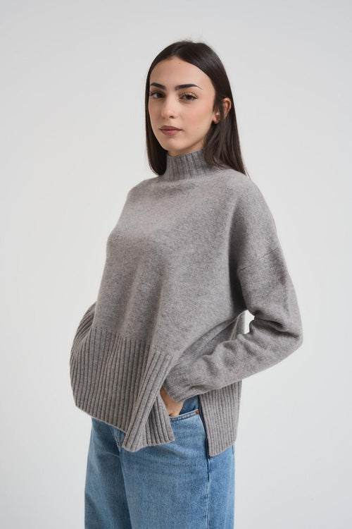 Maglia donna mezzo collo grigia - 2