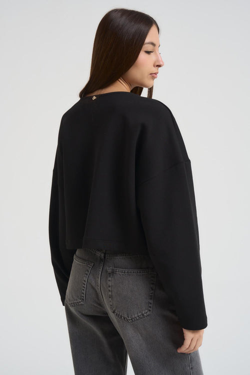 Felpa donna cropped grigio chiaro - 2